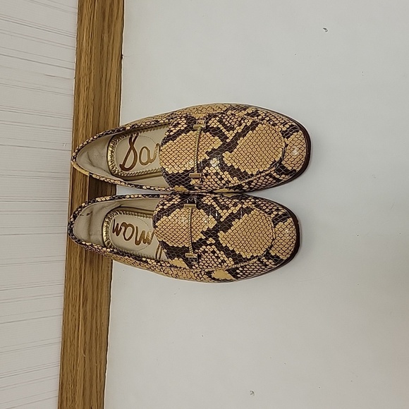 Sam Edelman sz 6 tan python embossed leather flats - Picture 2 of 6